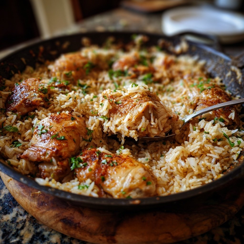 One Pot Chicken And Rice With Garlic