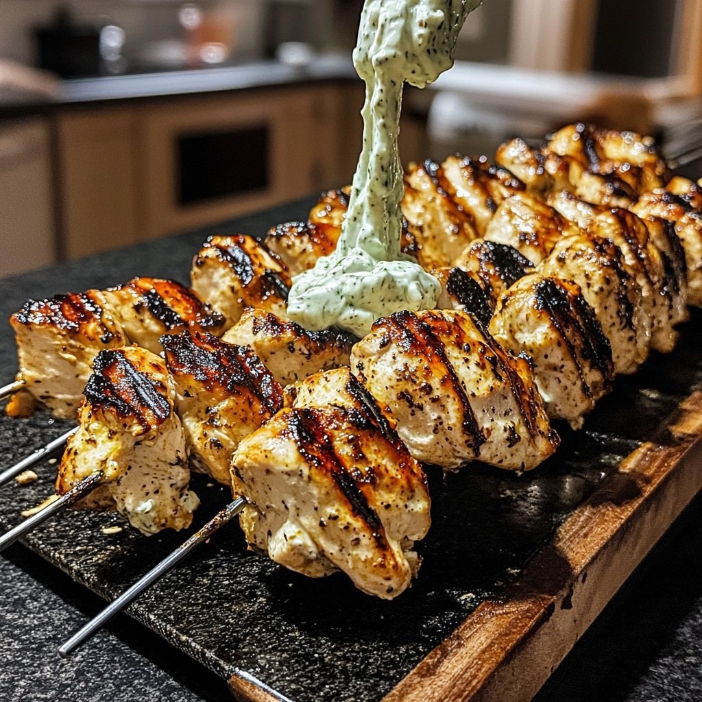 Greek Chicken Souvlaki with Tzatziki Sauce