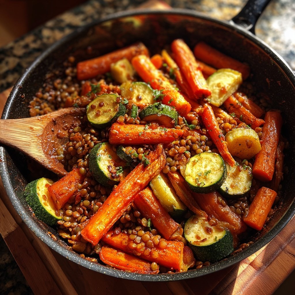 Roasted Veggie Lentil Skillet
