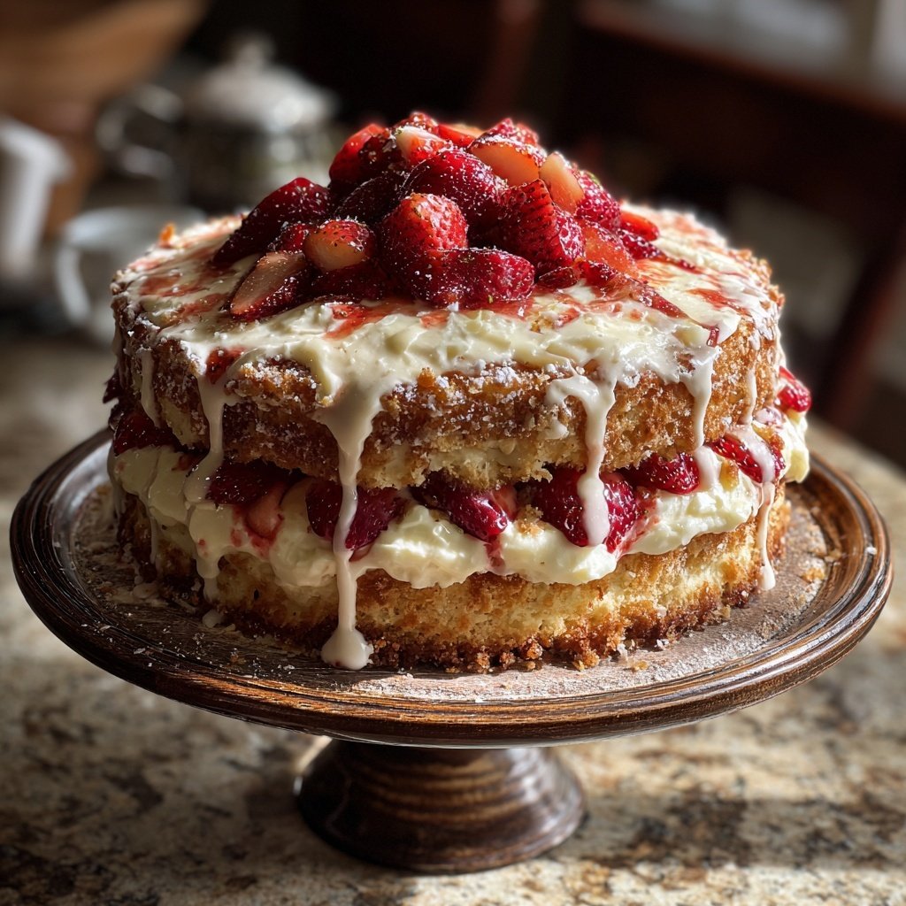 Strawberry Shortcake With Cream Cheese Filling