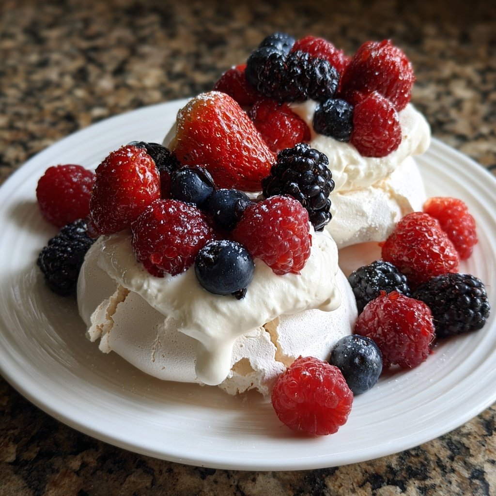 Mini Pavlovas with Cream and Berries