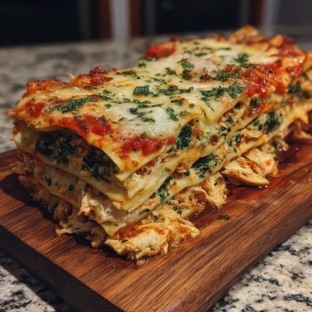 Shredded Chicken Spinach Lasagna