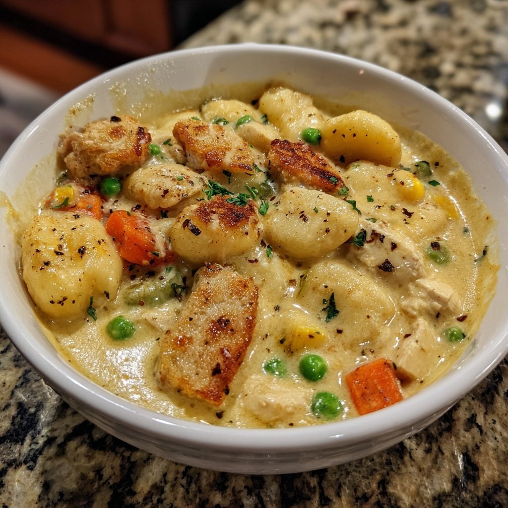 One Pot Gnocchi Chicken Pot Pie