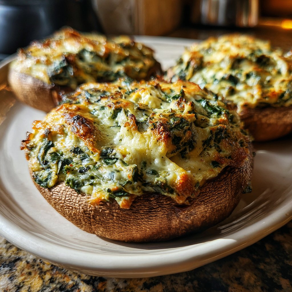 Spinach Artichoke Stuffed Portobellos